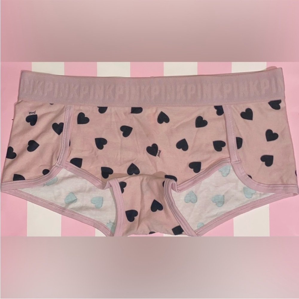 Victoria’s Secret PINK cotton boyshort panties pink panties heart graphic logo